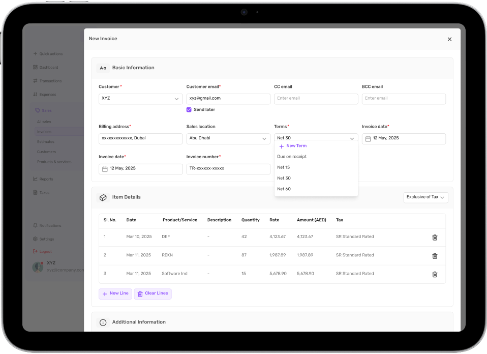 Creation of Bills Module